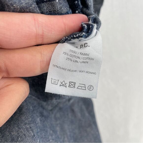 -A.P.C Women's Linen Blend Chambray Romper NWOT 42 - Picture 4 of 4